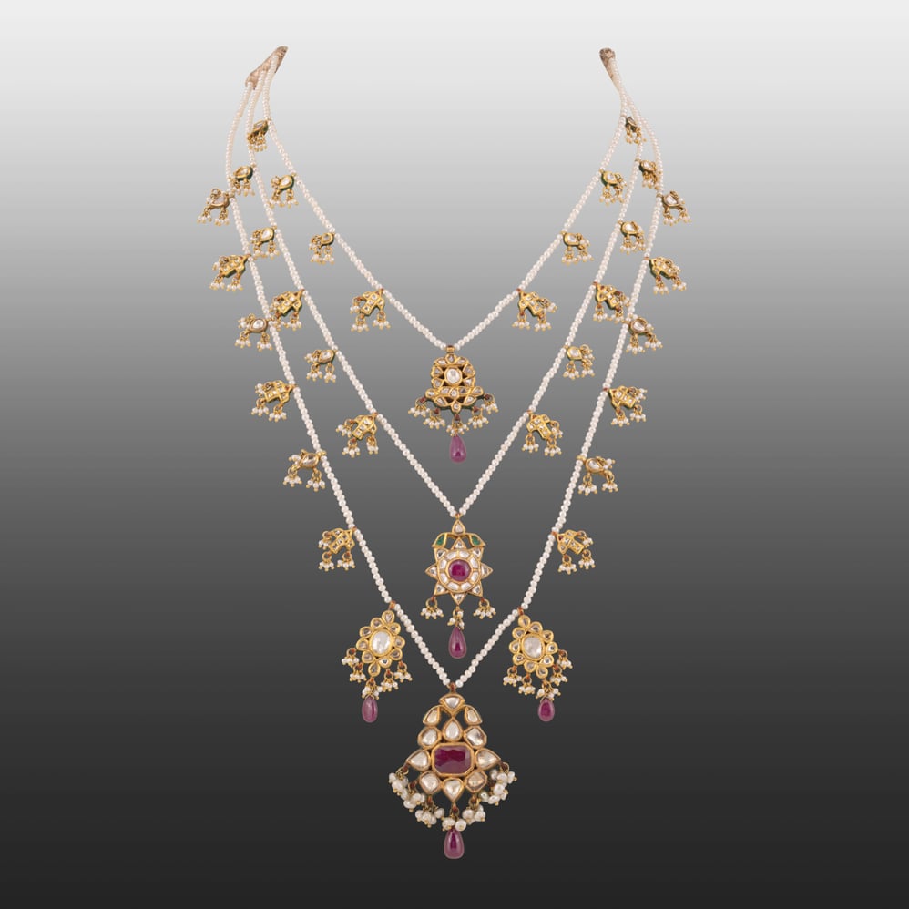 Teen Lada Necklace with Polkis, Rubies, and Pearls